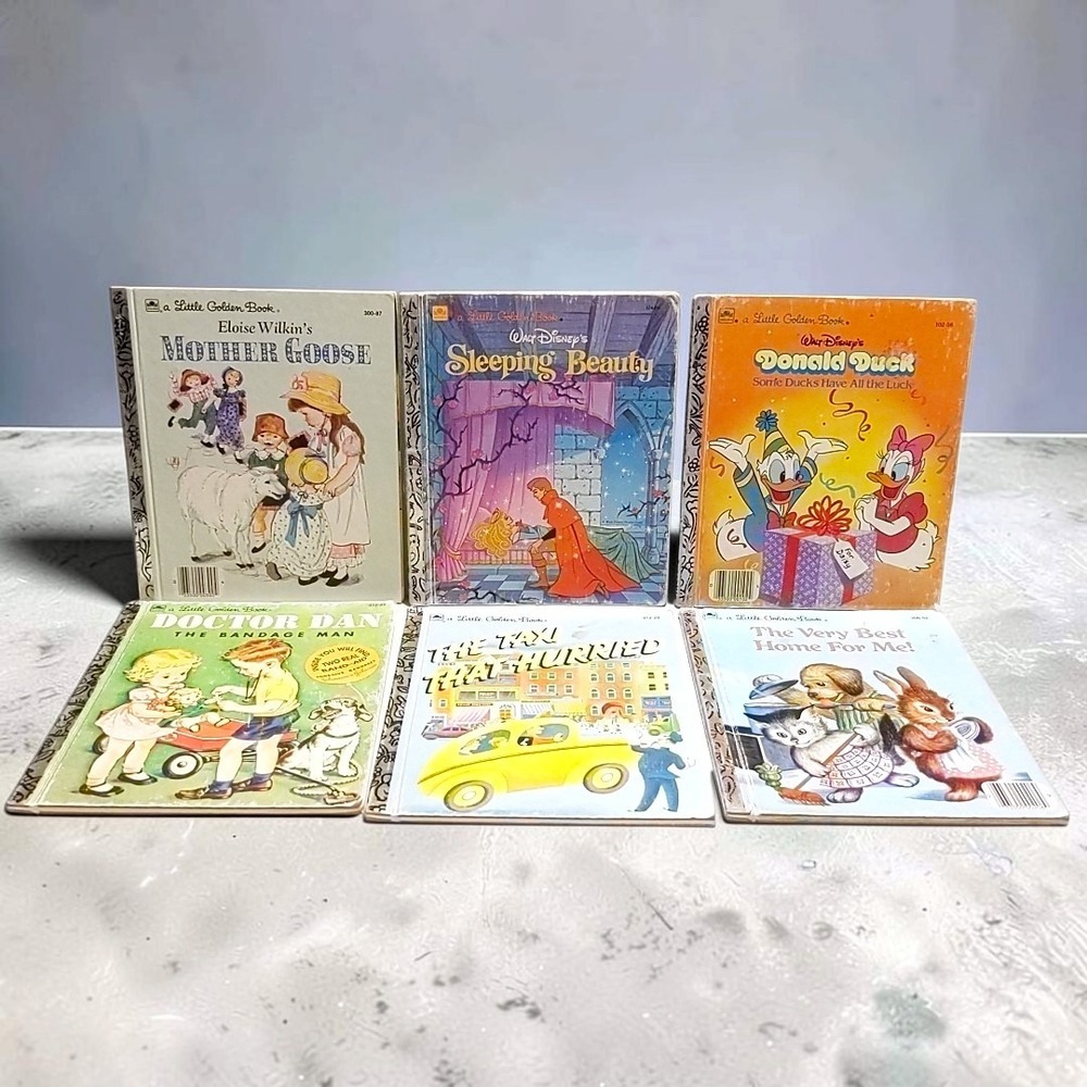 VTG Little Golden Books Lot of 6 Disney Mother Goose Donald Duck Classic Books